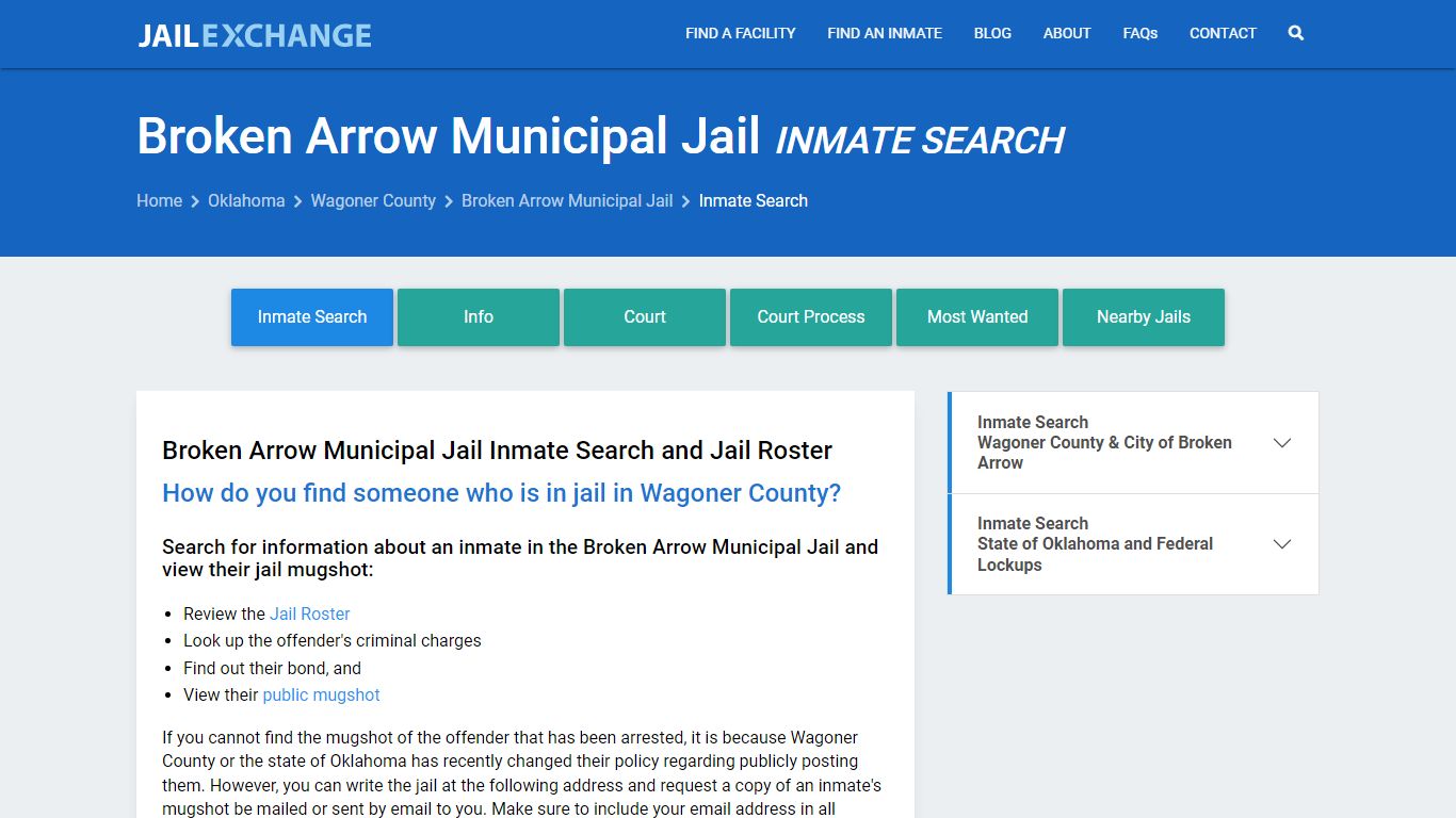 Inmate Search: Roster & Mugshots - Broken Arrow Municipal Jail, OK